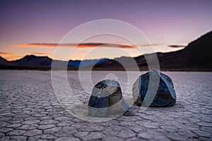 Low Angle of Two Sharp Sailing Stones At Sunset