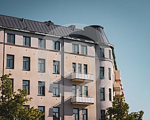 Low angle view apartment building against sky