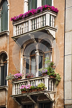 Low angle view of a balcony of residential building