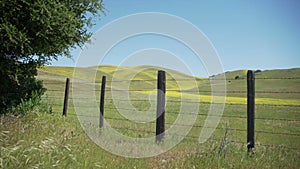 Low angle view of a barbed wire fence