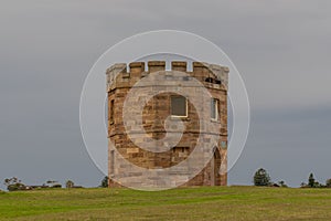 Low-angle view of the Barrack Tower in La Perouse, NSW, Australia