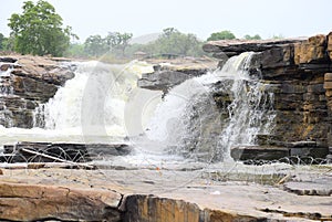 Low angle view of chitrakoot waterfall
