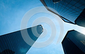 Low angle view of commercial building in Kuala Lumpur, Malaysia