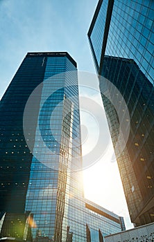 Low angle view of commercial building in Kuala Lumpur, Malaysia