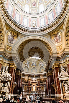 Low angle view of dome of St Stephen Basilica in Budapest