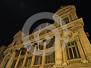 Low angle view of the historic Opera de Nice, France in the old downtown at the French Riviera.