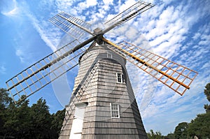 Low angle view of Hook Windmill in East Hampton photo