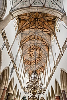 Low angle view of the interior of the Cathedral of Haarlem