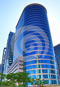 Low angle view of modern buildings  Dubai city UAE