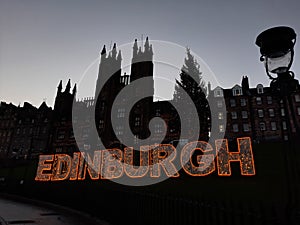 Low-angle view of modern buildings in Edinburgh, Scotland
