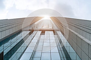 Low angle view of modern office building exterior