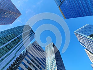 low angle view of modern office buildings in Seoul