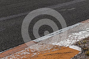 Low angle view of a racetrack. Concept of motorsport, racing.