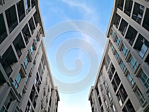 Low angle view of residential building condominium or apartment