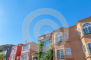 Low angle view of rowhouses in San Francisco, California