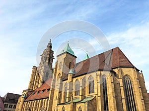 Low angle view of the Saint Kilian`s church during daytime in Heilbronn in Germany