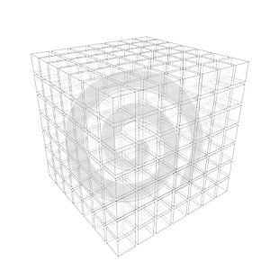 Low angle view of semi transparent cubes