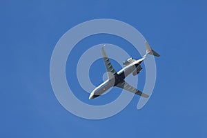 Low angle view of a small airliner