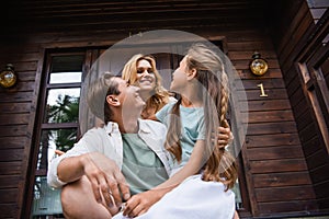 Low angle view of smiling family