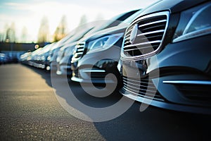 A low angle view at some new cars for sale