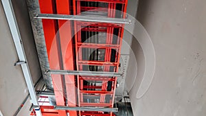 Low angle view of steel network cable trunking box