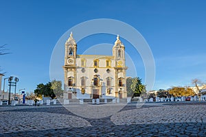 Low angle view of SÃ© Cathedral in city of Faro, Portugal