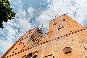 Low angle view of the towers of the Cathedral of Lubeck