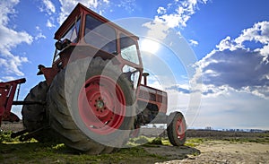 low angle view of tractor