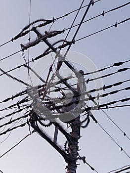 Low angle view of utility pole