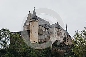 Low angle view of Vianden Castle, Luxembourg