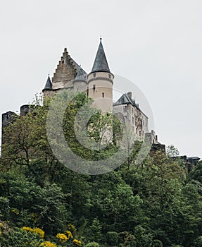 Low angle view of Vianden Castle, Luxembourg