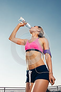 low angle view of young sportswoman