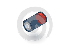 Low battery, charge isometric flat icon. 3d vector