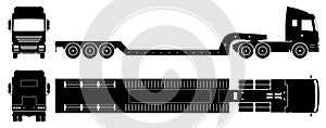 Low bed trailer truck vector black icons vector illustration