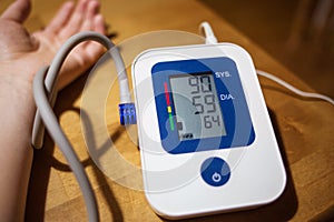 Low blood pressure and pulse. measurement with monitor