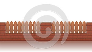 Low Brick Wall With Little Wooden Fence