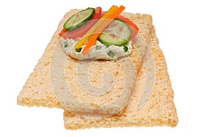 Low caloric open sandwich. Isolated on the white