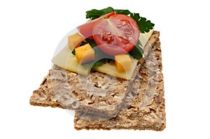 Low caloric open sandwich. Isolated on the white