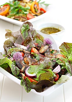 Low calorie salad with mushrooms photo