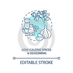 Low calorie spices and seasoning blue concept icon