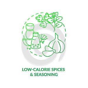 Low calorie spices and seasoning dark green concept icon