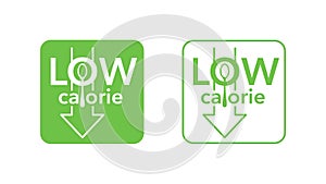 Low Calorie stamp with spoon and arrow down