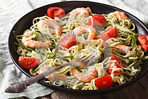 Low calorie zucchini pasta with shrimp macro horizontal