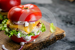 Low carb burger option - tomato burger