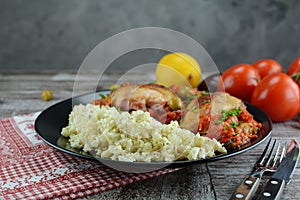 Low-Carb Keto Diet Chicken Stew with Cauliflower Rice