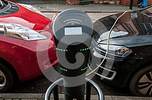 Low carbon car, electric car charging to refuel. zero carbon output car