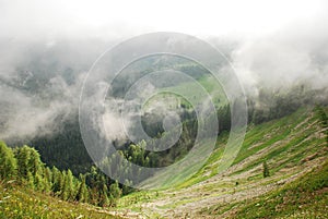 Low Cloud Over Carnic Alps Near Sauris