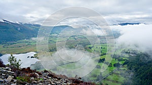 Low cloud over valley below Barf, Lake District