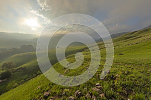 Low cloud at sunset in the mountain