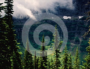 Low clouds in the Lewis Range from the Highline Trail, Glacier National Park, Montana photo